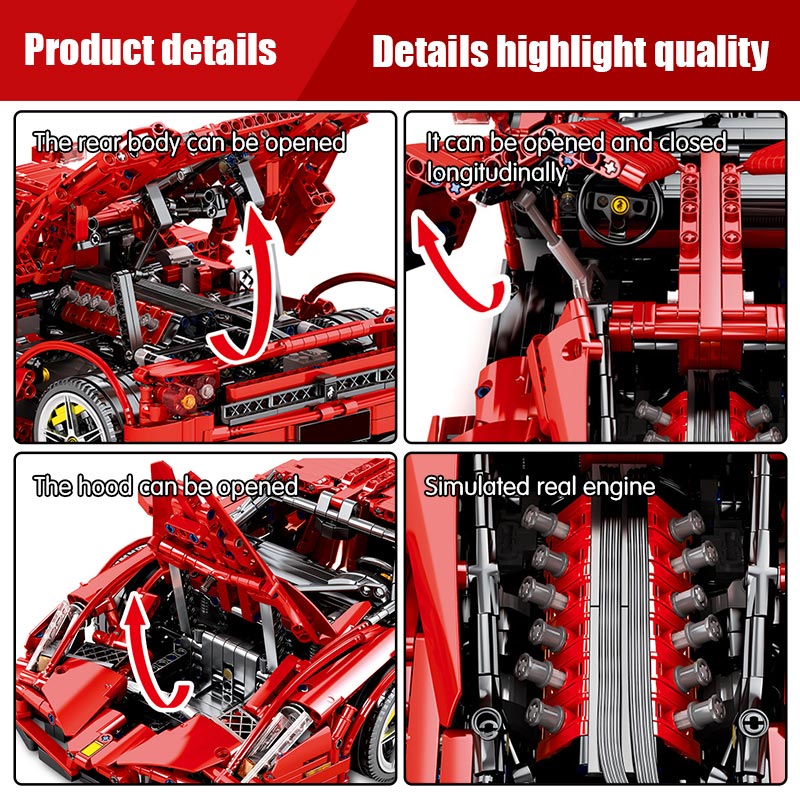 Конструктор Sembo Block «Суперкар Ferrari Enzo» на радиоуправлении 701020 / 2615 деталей