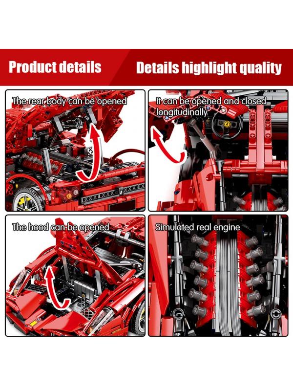 Конструктор Sembo Block «Суперкар Ferrari Enzo» на радиоуправлении 701020 / 2615 деталей