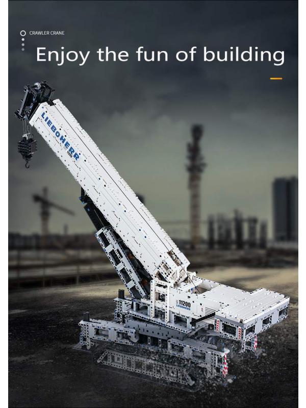 Конструктор Mould King «Телескопический гусеничный кран Liebher LTR 11200» 17002 (MOC 10123), на радиоуправлении / 4000 деталей