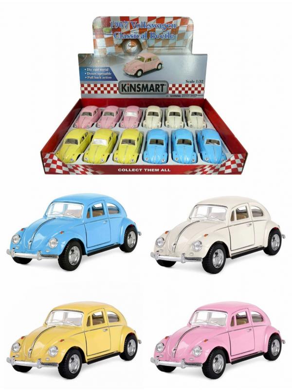 Металлическая машинка Kinsmart 1:32 «1967 Volkswagen Classical Beetle (Пастельные цвета)» KT5375D инерционная / Микс