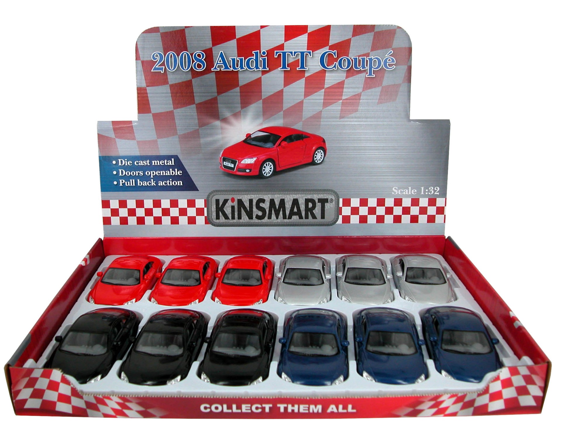 Машинка металлическая Kinsmart 1:32 «2008 Audi TT Coupe» KT5335D инерционная / Микс