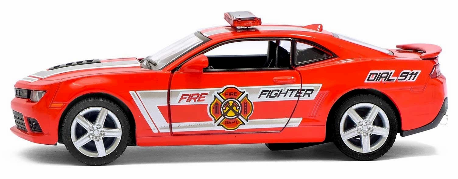 Металлическая машинка Kinsmart 1:38 «2014 Chevrolet Camaro (Police/ Fire Fighter)» KT5383DPR, инерционная / Микс