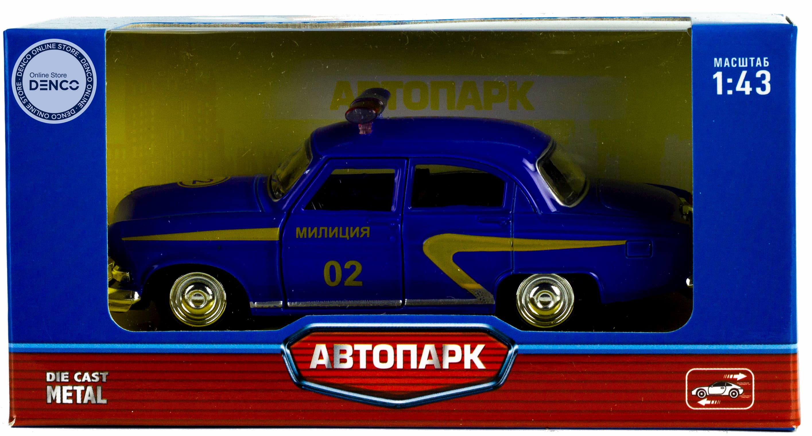 Машинка металлическая Play Smart 1:43 «GAZ-21 Волга: Милиция» 6405-C, инерционная