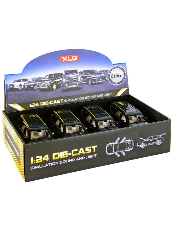Металлическая машинка XLG 1:24 «Lexus LX570» 20 см. M929Х инерционная, свет, звук / Черно-золотой