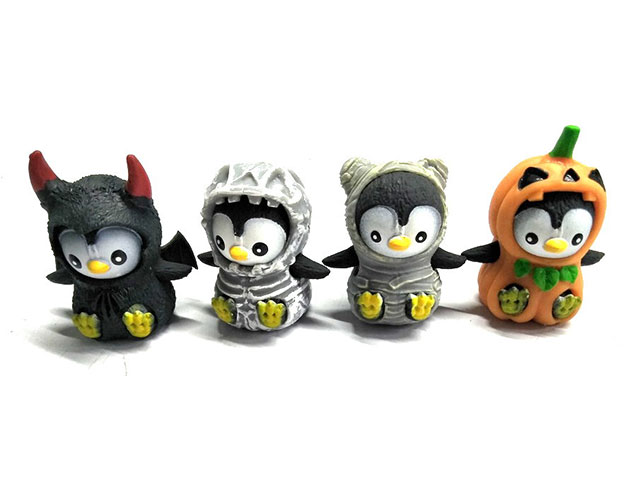 Резиновые фигурки-тянучки «Пингвины в костюмах Хэллоуин» A302-DB / 4 шт.