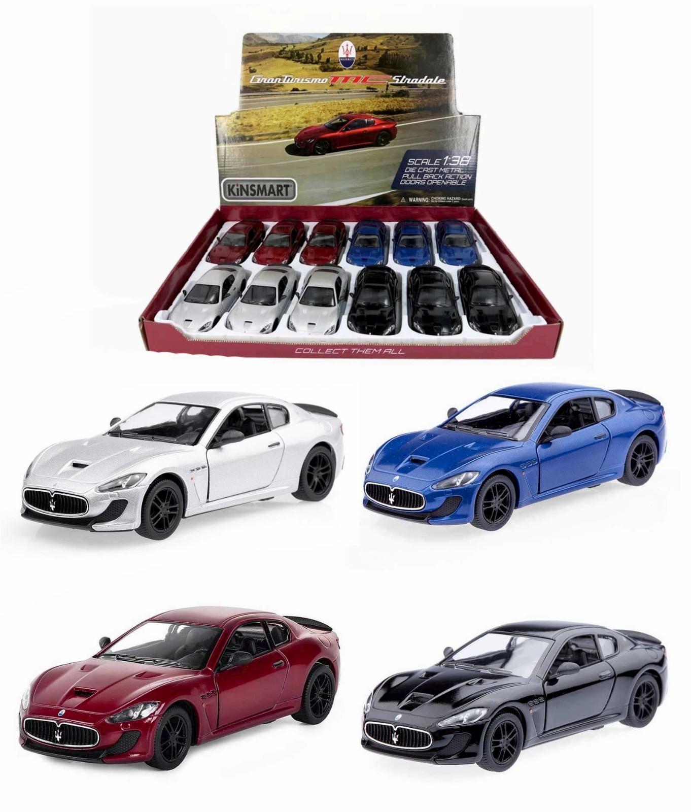 Машинка металлическая Kinsmart 1:38 «2016 Maserati GranTurismo MC Stradale» KT5395D инерционная / Микс