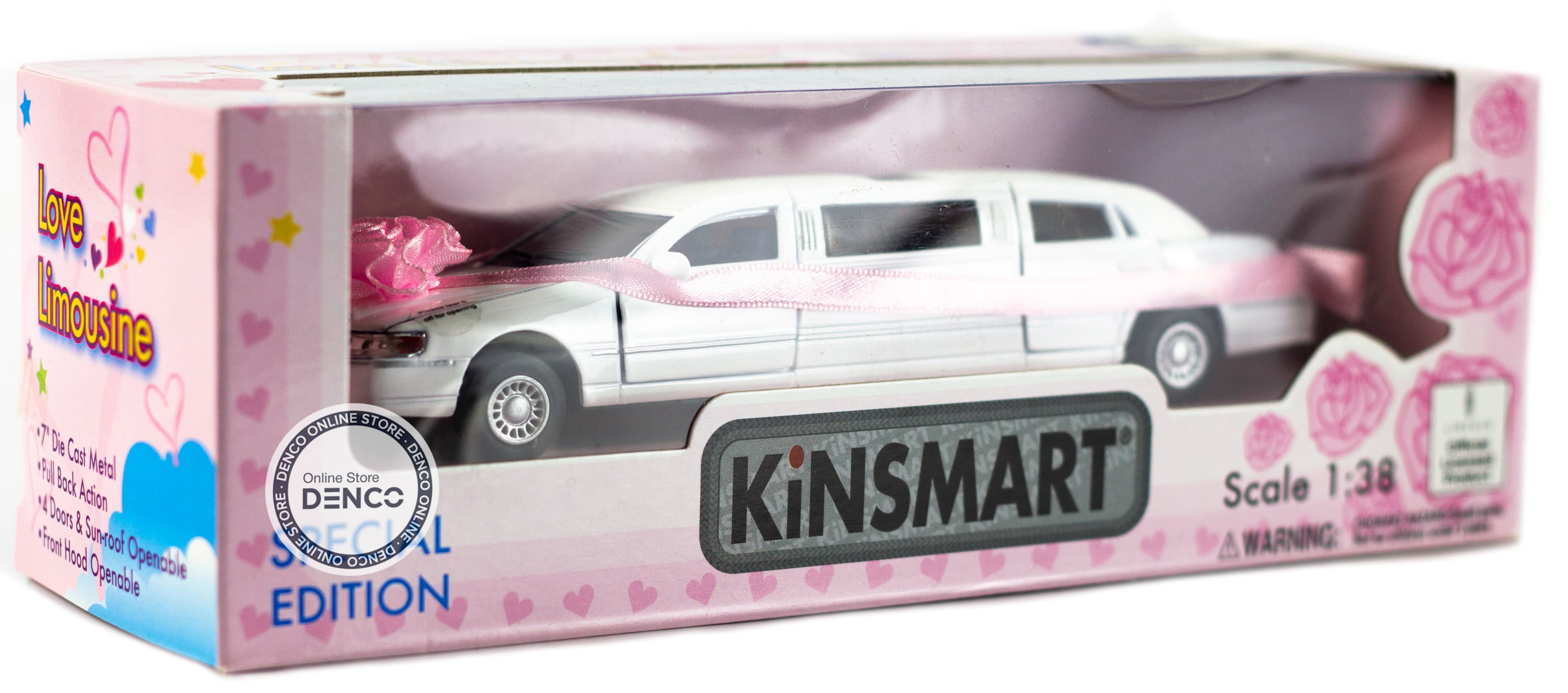 Машинка металлическая Kinsmart 1:38 «Lincoln Love Limousine Town Car 1999» КТ7001WВ, инерционная