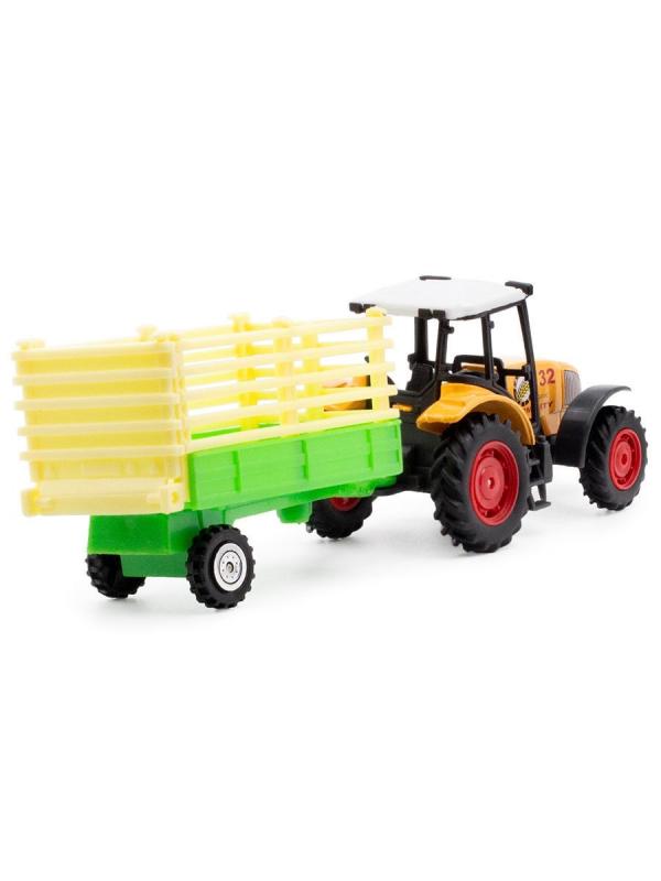 Машинка металлическая Green Farm «Трактор сельскохозяйственным с прицепом» 402  / Микс