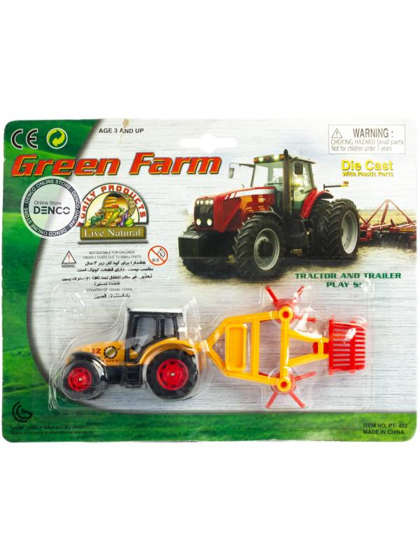 Машинка металлическая Green Farm «Трактор сельскохозяйственным с прицепом» 402  / Микс