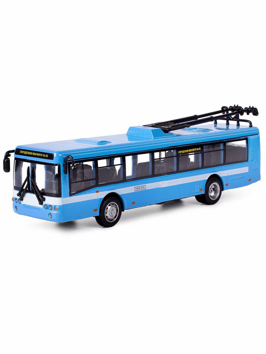Металлический троллейбус Play Smart 1:72 «ЛиАЗ-5292» 16 см. 6407-B Автопарк / Сине-белый