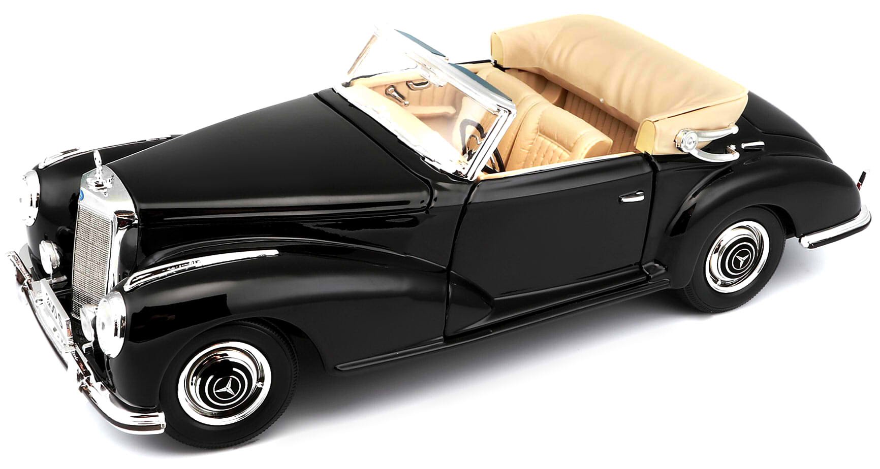 Машина Mercedes Benz 300 S Cabrio 1955 г., 1:18, черная, 31806 / Maisto