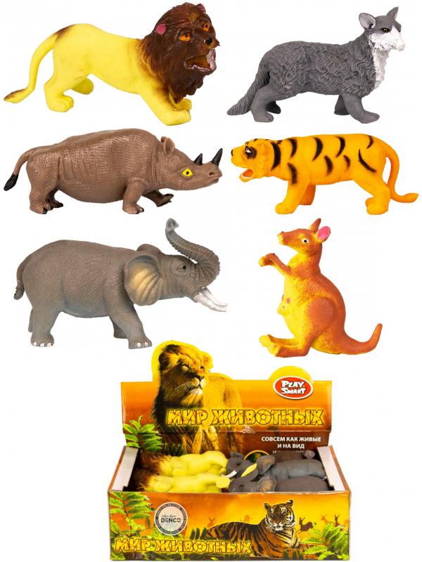 Фигурки животных-тянучек Play Smart «Джунгли» 7215, 10-12 см. /  6 штук
