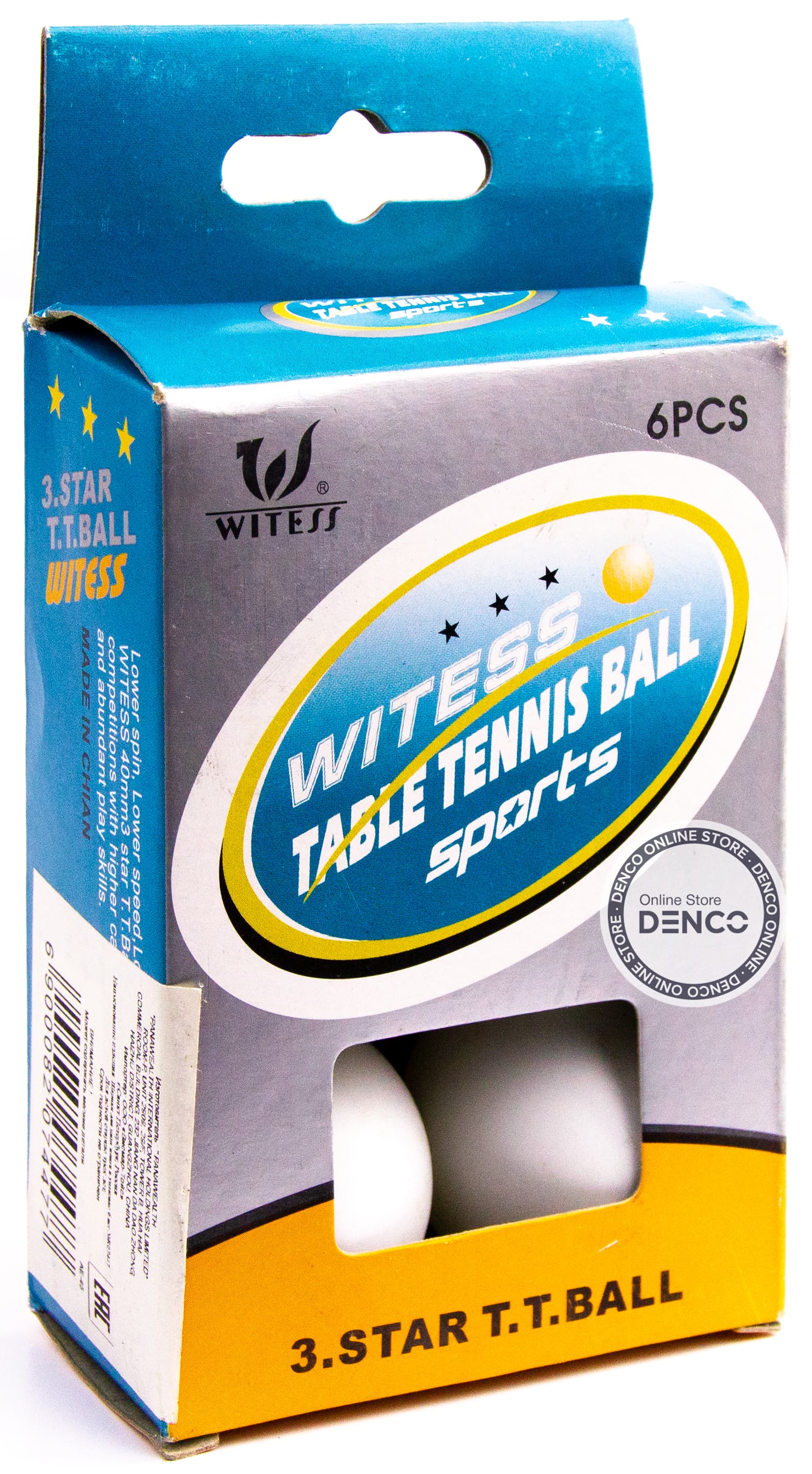 Мяч для настольного тенниса (Пинг-Понга) Wittes 07447, 40 мм., 3 звезды / 6 шт.