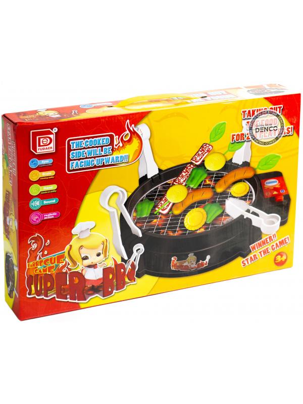 Игровой набор Детский гриль для барбекю, набор для приготовления еды со звуковыми эффектами