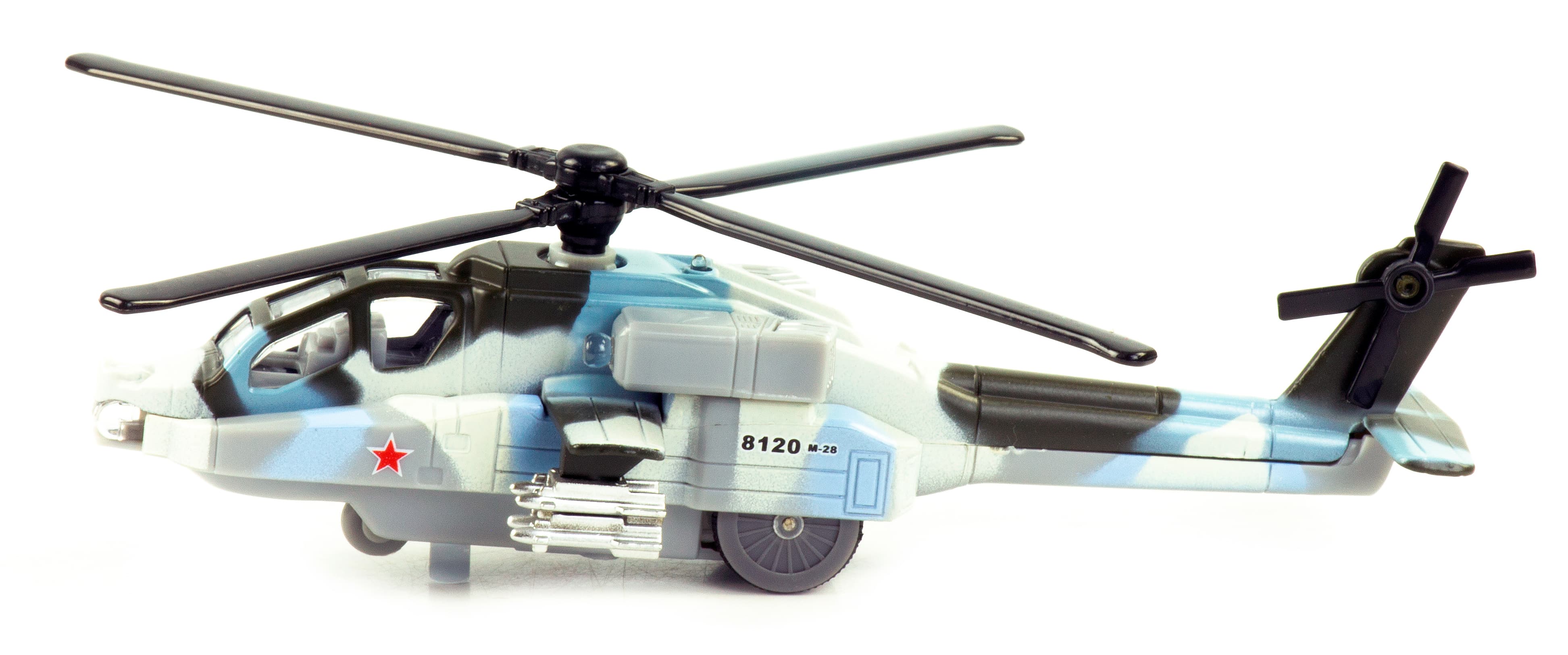 Металлический военный вертолет «Sonic Gunship» 22 см. 8120D, инерционный, свет, звук / Микс