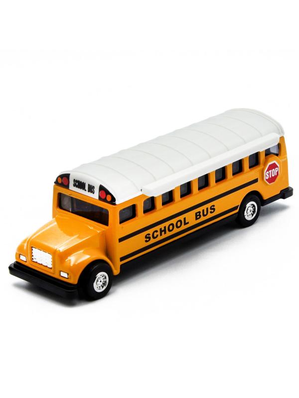 Машинка металлическая «Школьный автобус с баннером» 534, 11,5 см. инерционный / Микс