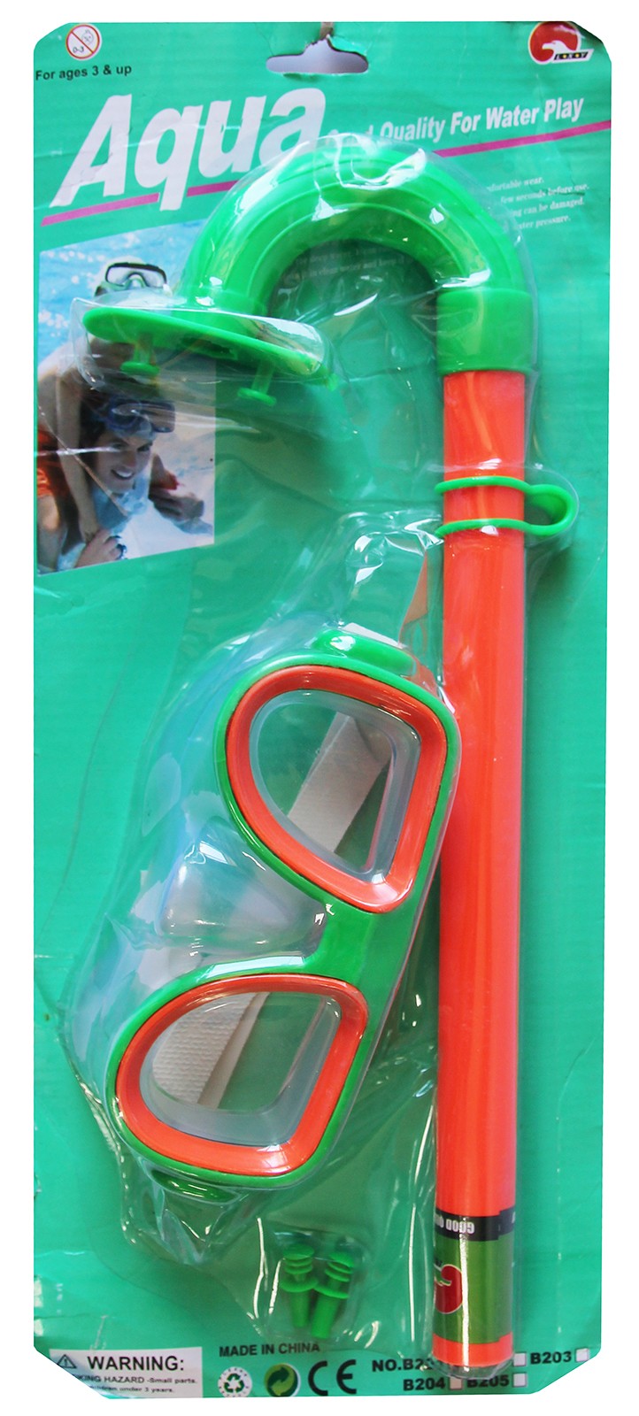 Детский комплект Маска с трубкой «Aqua» для подводного плавания, B201