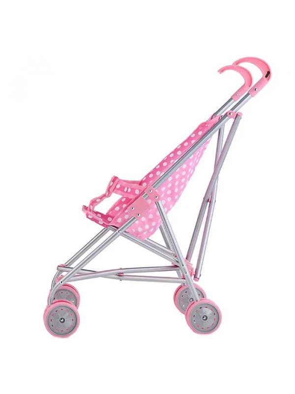 Детская игрушечная прогулочная коляска-трость для кукол Melobo 9302W с поворотными колёсами, металлическая / Микс