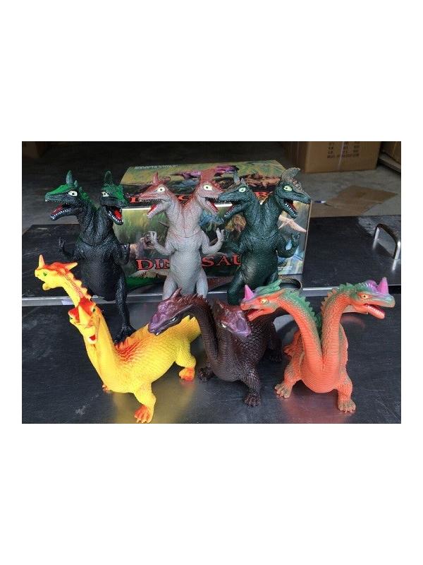 Животные резиновые Динозавры двуглавые в упаковке 6 шт 30х24х13см