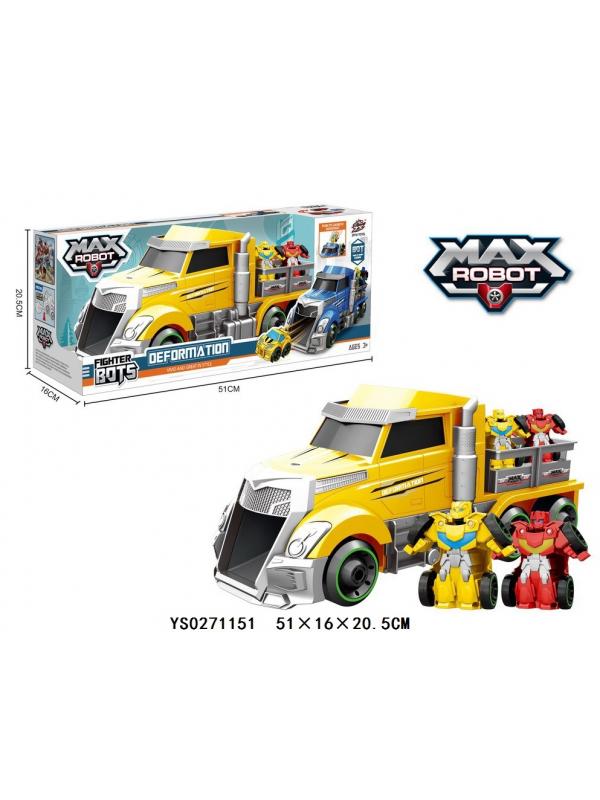 Трансформер авторобот Max желтый в коробке 51х16х21см