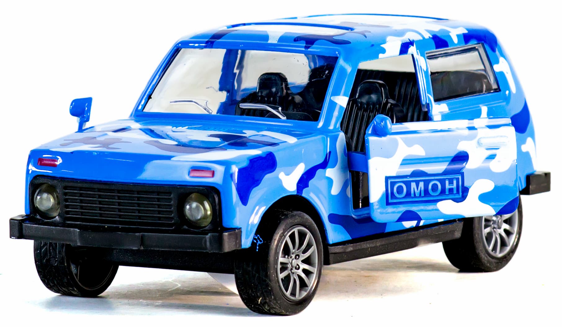 Металлическая машинка 1:32 «Нива. ОМОН» 835-B2B, 11 см., свет, звук, двери открываются / Микс