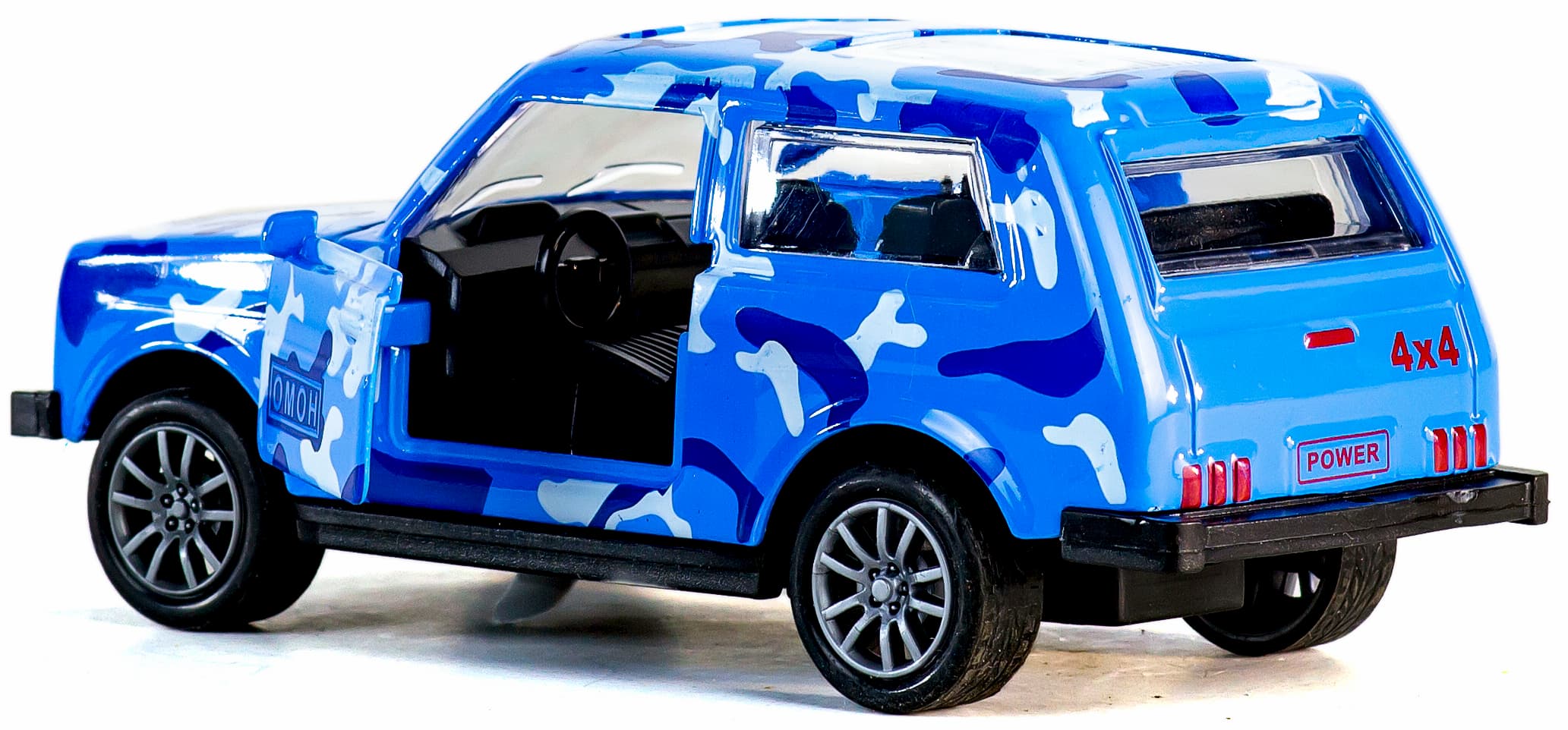 Металлическая машинка 1:32 «Нива. ОМОН» 835-B2B, 11 см., свет, звук, двери открываются / Микс