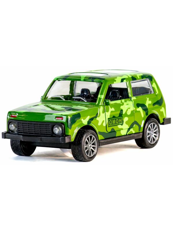 Металлическая машинка 1:32 «Нива. ОМОН» 835-B2B, 11 см., свет, звук, двери открываются / Микс