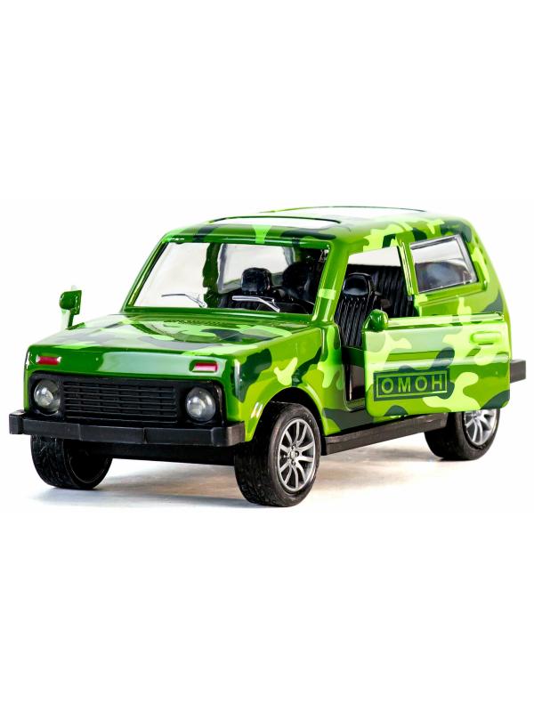 Металлическая машинка 1:32 «Нива. ОМОН» 835-B2B, 11 см., свет, звук, двери открываются / Микс