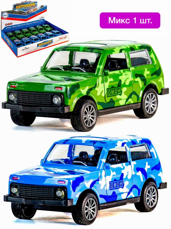 Металлическая машинка 1:32 «Нива. ОМОН» 835-B2B, 11 см., свет, звук, двери открываются / Микс