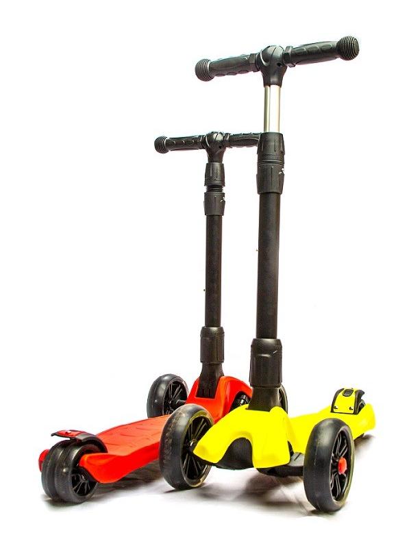Детский складной кикборд Scooter «MAXI» со светящимися колесами (SL-9) / Микс
