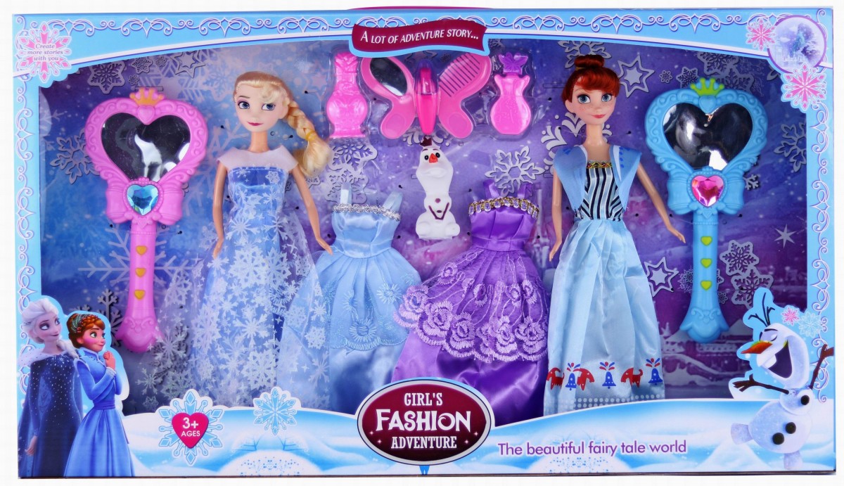 Набор кукол праздничный Frozen с аксессуарами и платьями 505E, в коробке