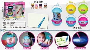 Набор Большой шар куклы и Ручка рисуй светом 4 вида размер 32х25.2х10.8см