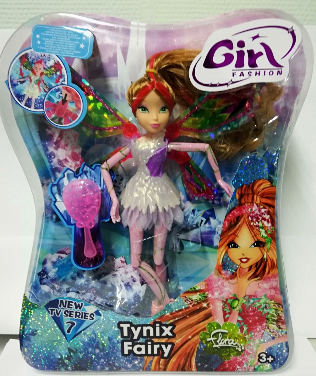Кукла WINX Club Тайникс 28см Сверкающие крылья 7я серия, ноги и руки в блестках в коробке 35.5х30х6см