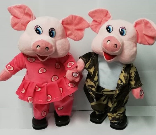 Свинка музыкальная 18 мелодий из Мультиков (русская озвучка) 2 вида, поет и танцует, размер 33см.