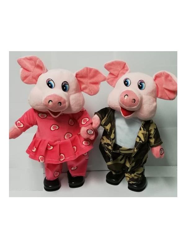 Свинка музыкальная 18 мелодий из Мультиков (русская озвучка) 2 вида, поет и танцует, размер 33см.