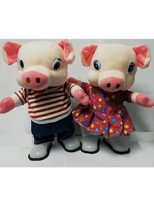 Свинка музыкальная 18 мелодий из Мультиков (русская озвучка) 2 вида, поет и Ходит, размер 33см.