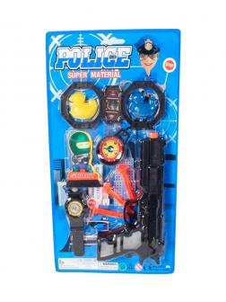 Набор игровой  Police с пистолетом, наручники, часы, компас в блистере 38х21х3см