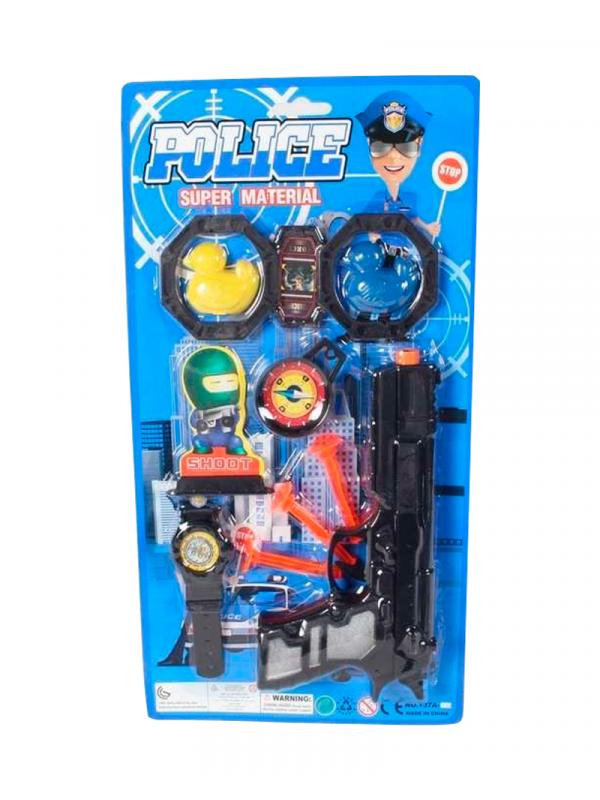 Набор игровой  Police с пистолетом, наручники, часы, компас в блистере 38х21х3см