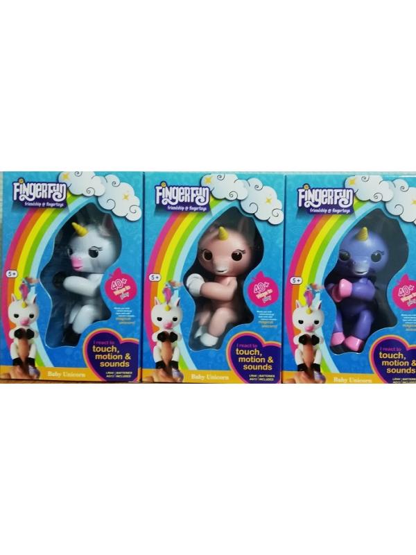 Интерактивная игрушка Fingerfun Единорог 3 вида в кор.18х7х12см