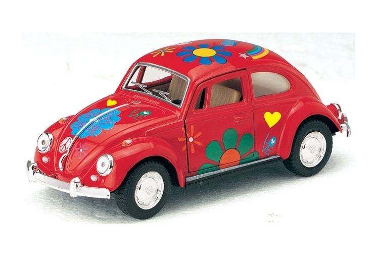 Металлическая машинка Kinsmart 1:32 «1967 Volkswagen Classical Beetle с принтом» KT5057DF, инерционная / Микс