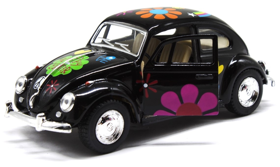 Металлическая машинка Kinsmart 1:32 «1967 Volkswagen Classical Beetle с принтом» KT5057DF, инерционная / Микс