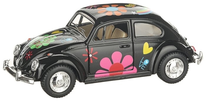 Металлическая машинка Kinsmart 1:32 «1967 Volkswagen Classical Beetle с принтом» KT5057DF, инерционная / Микс