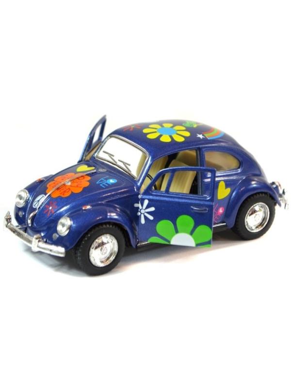 Металлическая машинка Kinsmart 1:32 «1967 Volkswagen Classical Beetle с принтом» KT5057DF, инерционная / Микс