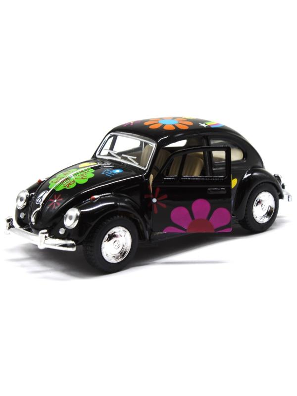 Металлическая машинка Kinsmart 1:32 «1967 Volkswagen Classical Beetle с принтом» KT5057DF, инерционная / Микс