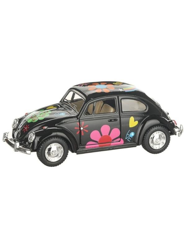 Металлическая машинка Kinsmart 1:32 «1967 Volkswagen Classical Beetle с принтом» KT5057DF, инерционная / Микс