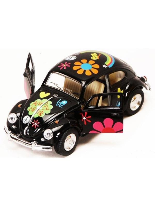 Металлическая машинка Kinsmart 1:32 «1967 Volkswagen Classical Beetle с принтом» KT5057DF, инерционная / Микс