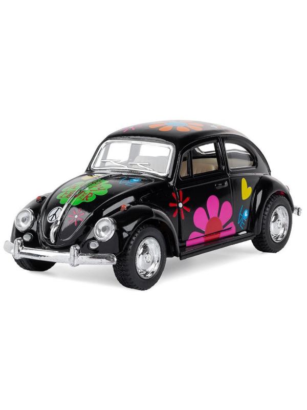 Металлическая машинка Kinsmart 1:32 «1967 Volkswagen Classical Beetle с принтом» KT5057DF, инерционная / Микс