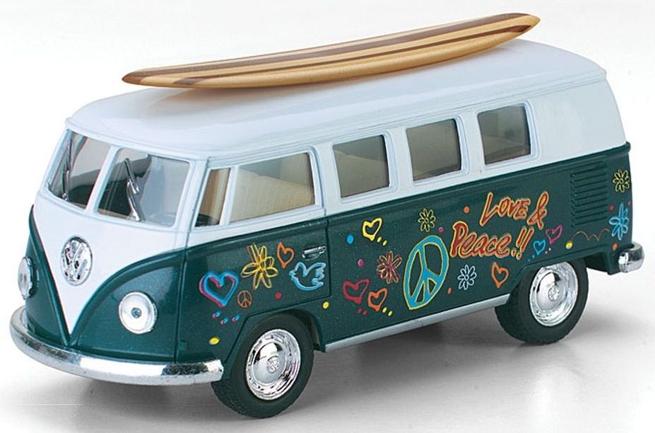 Металлическая машинка Kinsmart 1:32 «Volkswagen Classical Bus (Cерфинг)» KT5060DFS1, инерционная