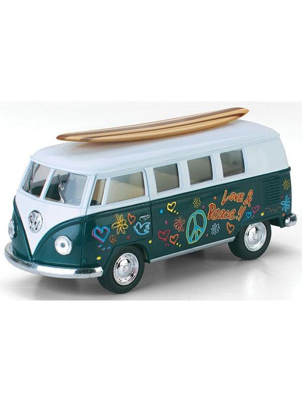 Металлическая машинка Kinsmart 1:32 «Volkswagen Classical Bus (Cерфинг)» KT5060DFS1, инерционная