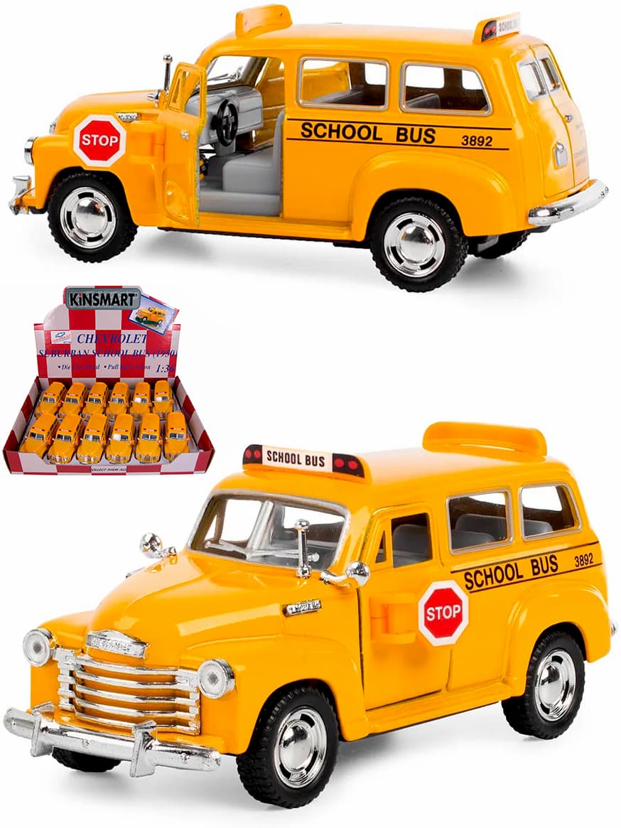 Металлическая машинка Kinsmart 1:36 «1950 Chevrolet Suburban School Bus» KT5005D, инерционная